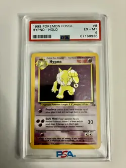1999 Pokemon Fossil Hypno Holo #8 PSA 6 - Image 1