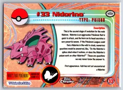 Nidorino - Foil - Pokemon TOPPS Chrome #33 TV Animation Edition Card NM - Image 2