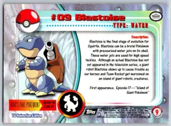Blastoise - Pokemon TOPPS #09 TV Animation Edition Card MP - Image 2