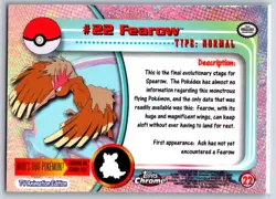 Fearow - Foil - Pokemon TOPPS Chrome #22 TV Animation Card NM - Image 2