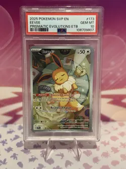 Pokemon TCG Eevee Prismatic Evolutions Promo Card SVP173 PSA 10 - Image 1