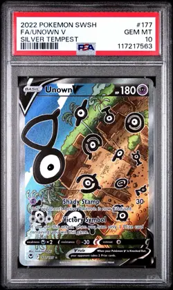 Unown V 2022 Pokemon SWSH Silver Tempest 177/195 Alt Art PSA 10 - Image 1