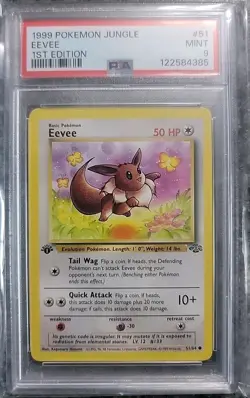 PSA 9 Eevee - 51/64 - 1999 Pokemon Jungle Common Mint WOTC 1st Edition - Image 1