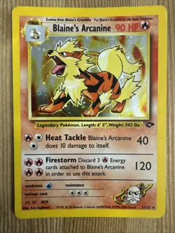 Blaine's Arcanine - 1/132 - Pokemon Gym Challenge Unlimited Holo Rare Card DMG - Image 1