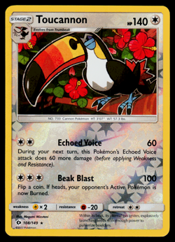 Pokemon Card - SM - Sun & Moon Toucannon 108/149 Reverse Holo - NM - Image 1