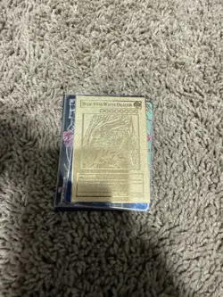 Yugioh Blue-Eyes White Dragon Custom Golden Metal Card English - Image 1