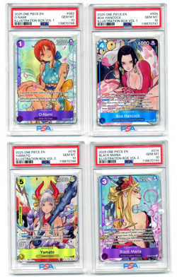 One Piece Illustration Box Promo Cards Vol 1 & 2 Sequential PSA 10 Set Nami Boa - Image 1