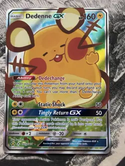 Pokemon TCG Dedenne GX Alternate Art Promo Holo Card 195a/214 NM - Image 1