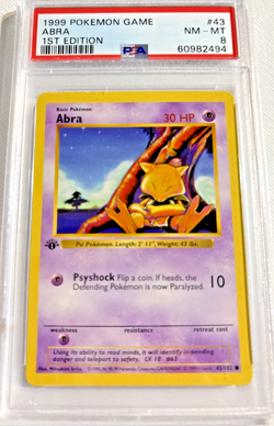 Abra 043/102 Base Set (Shadowless) Regular PSA 8 Pokemon TCG - Image 1