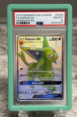 2019 POKEMON SUN & MOON HIDDEN FATES #SV60 FULL ART/ESPEON GX PSA 10 - Image 1