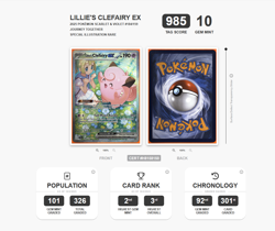 2025 POKEMON EN-JOURNEY TOGETHER #184 LILLIE'S CLEFAIRY EX TAG 10 - 3rd Overall - Image 3