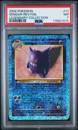 2002 POKEMON LEGENDARY COLLECTION #11 GENGAR-REVERSE FOIL PSA 7 - Image 1