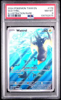 2024 POKEMON TWM EN-TWILIGHT MASQUERADE ILLUSTRATION RARE #178 WATTREL PSA 8 - Image 1