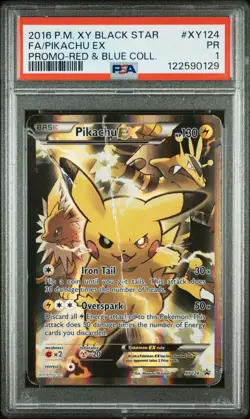 2016 POKEMON XY BLACK STAR PROMO RED & BLUE COLL FULL ART/PIKACHU EX PSA 1 - Image 1