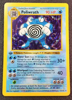 Pokemon Poliwrath Base Set Shadowless 1st Edition Holo Rare #13 - Image 1