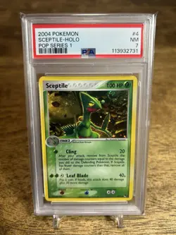 SCEPTILE POKEMON POP SERIES 1 HOLO 4/17 GRADED PSA 7 NM SWIRL 🌀 - Image 1