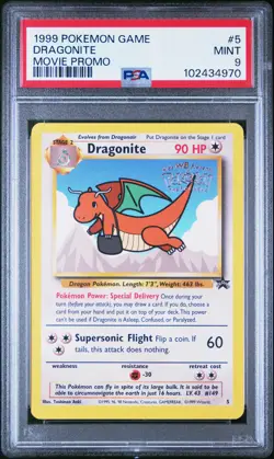 1999 POKEMON GAME MOVIE PROMO #5 DRAGONITE PSA 9 - Image 1