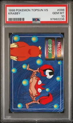 PSA 10 GEM MINT Krabby Vs. Pidgey #098 Topsun Carddass Pokemon TCG 1998 POP 10 - Image 1