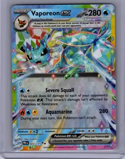 Pokemon SV: Prismatic Evolutions #023/131 Vaporeon ex Near Mint or Better - Image 1