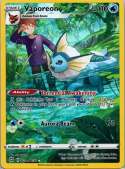 Pokemon TCG Vaporeon TG02/30 Brilliant Stars Trainer Gallery Holo NM - Image 1