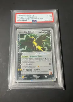 2004 POKEMON EX TEAM ROCKET RETURNS #106 ROCKET'S ZAPDOS EX-HOLO PSA 7 - Image 1