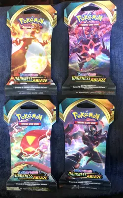 Pokemon TCG: DARKNESS ABLAZE SLEEVED PACKS (Lot of 4) Factory SEALED. - Image 1
