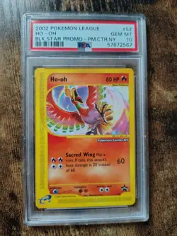 2002 POKEMON LEAGUE PROMO BLACK STAR POKEMON CENTER NY #52 HO-OH PSA 10 - Image 1