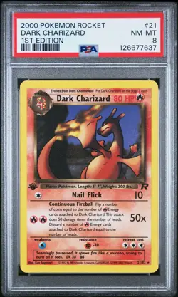 DARK CHARIZARD Pokemon Team Rocket 1st Edition 21/82 - PSA 8 -637 - Image 1