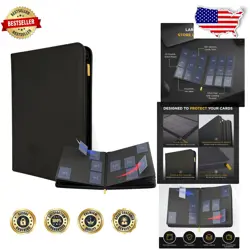 Pro 9 Pocket Card Binder with Zipper - Holds 360 Cards - Black PVC-Free - Image 1