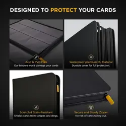 Pro 9 Pocket Card Binder with Zipper - Holds 360 Cards - Black PVC-Free - Image 5