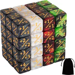 48 Pieces MTG Counters Dice Set Life Counter Magic Tokens +1/+1 D6 DIce for M... - Image 1