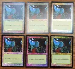 MTG Arena Promo Foil Forest Basic Land Set of 6 English League Card Unused - Image 1