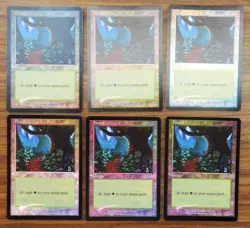 MTG Arena Promo Foil Forest Basic Land Set of 6 English League Card Unused - Image 2