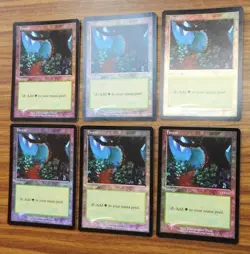 MTG Arena Promo Foil Forest Basic Land Set of 6 English League Card Unused - Image 4