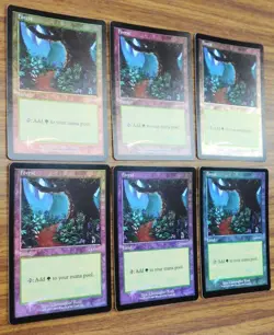 MTG Arena Promo Foil Forest Basic Land Set of 6 English League Card Unused - Image 5