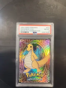 1999 Topps Pokemon #E12 DRAGONITE #149 Movie Edition Rainbow Foil PSA 8 - Image 1