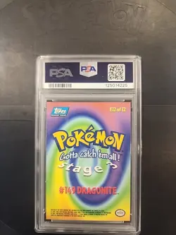 1999 Topps Pokemon #E12 DRAGONITE #149 Movie Edition Rainbow Foil PSA 8 - Image 2