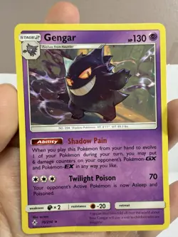 Pokemon Gengar Sun & Moon Unbroken Bonds 70/214 Non Holo Rare *Damaged* - Image 2