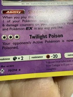 Pokemon Gengar Sun & Moon Unbroken Bonds 70/214 Non Holo Rare *Damaged* - Image 5