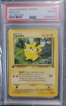 PSA 8 Pikachu - 60/64 - 1999 Pokemon Jungle 1st Edition Common WOTC NM-MT - Image 1