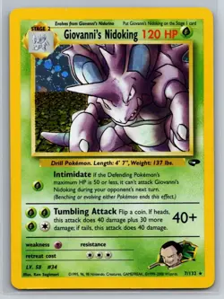 Giovanni's Nidoking 7/132 Pokemon Gym Challenge Unlimited Holo Rare LP - Image 1