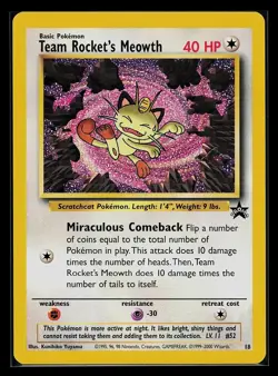 Poke'mon Pokemon 1x Team Rocket's Meowth TCG #052 - Promo #18 Promo NM/MINT - Image 1