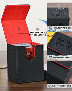 Card Deck Box for Yugioh MTG, 100+ Deck Case with 2 Dividers, PU Leather Storage - Image 3