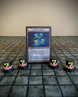 Yugioh Dungeon Dice Monsters Custom Magical Hats Figure (4x) With Card Set - Image 1