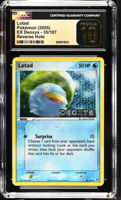 *POP 1* CGC 10 PRISTINE Pokemon EX Deoxys Reverse Holo STAMPED Lotad 35/107 CARD - Image 1
