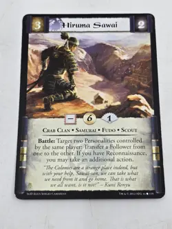 Hiruma Sawai Crab Clan Card X3 Legend of the Five Rings CCG L5R Emperor Edition - Image 2