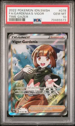 PSA 10 Gem Mint Gardenia's Vigor #078 Time Gazer Pokemon Card Indonesian - Image 1