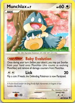 Munchlax 68/100 HP Majestic Dawn English Pokemon Card TCG - Image 3