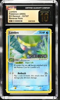*POP 3* CGC 10 PRISTINE 2005 Pokemon EX Deoxys Lombre #33/107 Reverse Holo - Image 1