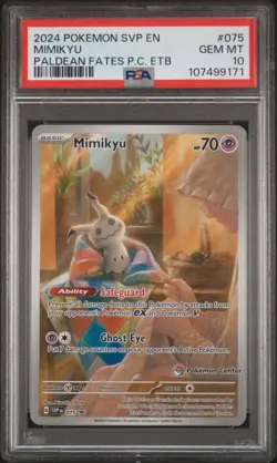 2024 POKEMON PALDEAN FATES POKEMON CENTER ETB SVP EN-SV #075 MIMIKYU PSA 10 - Image 1